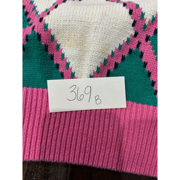 Vintage Lady LaMode Active Sportswear Pink Green White V Neck Sweater SZ Large - Picture 10 of 10